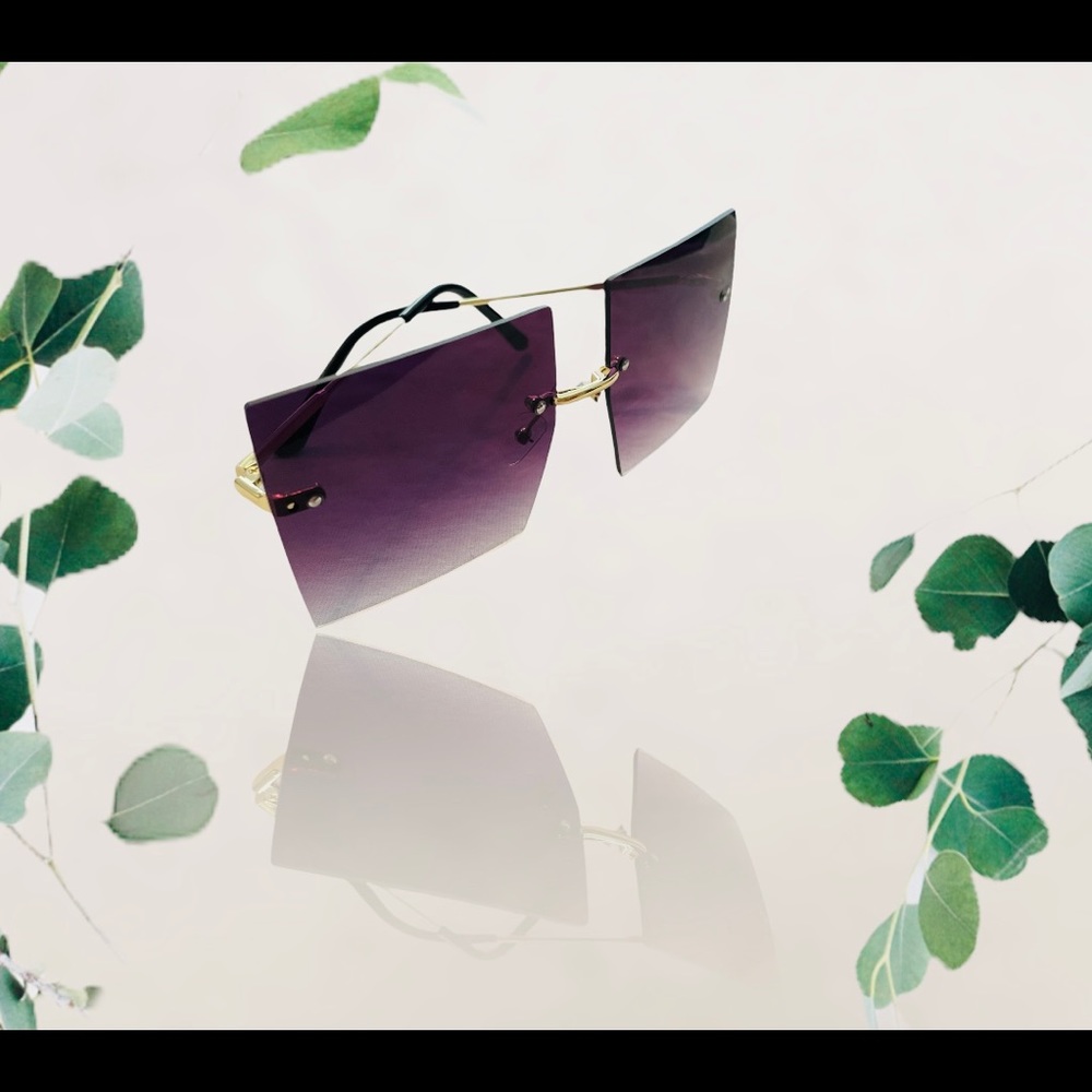 high fashion big oversized rimless frame women shades ladies trend sunglasses - Picture 3 of 5